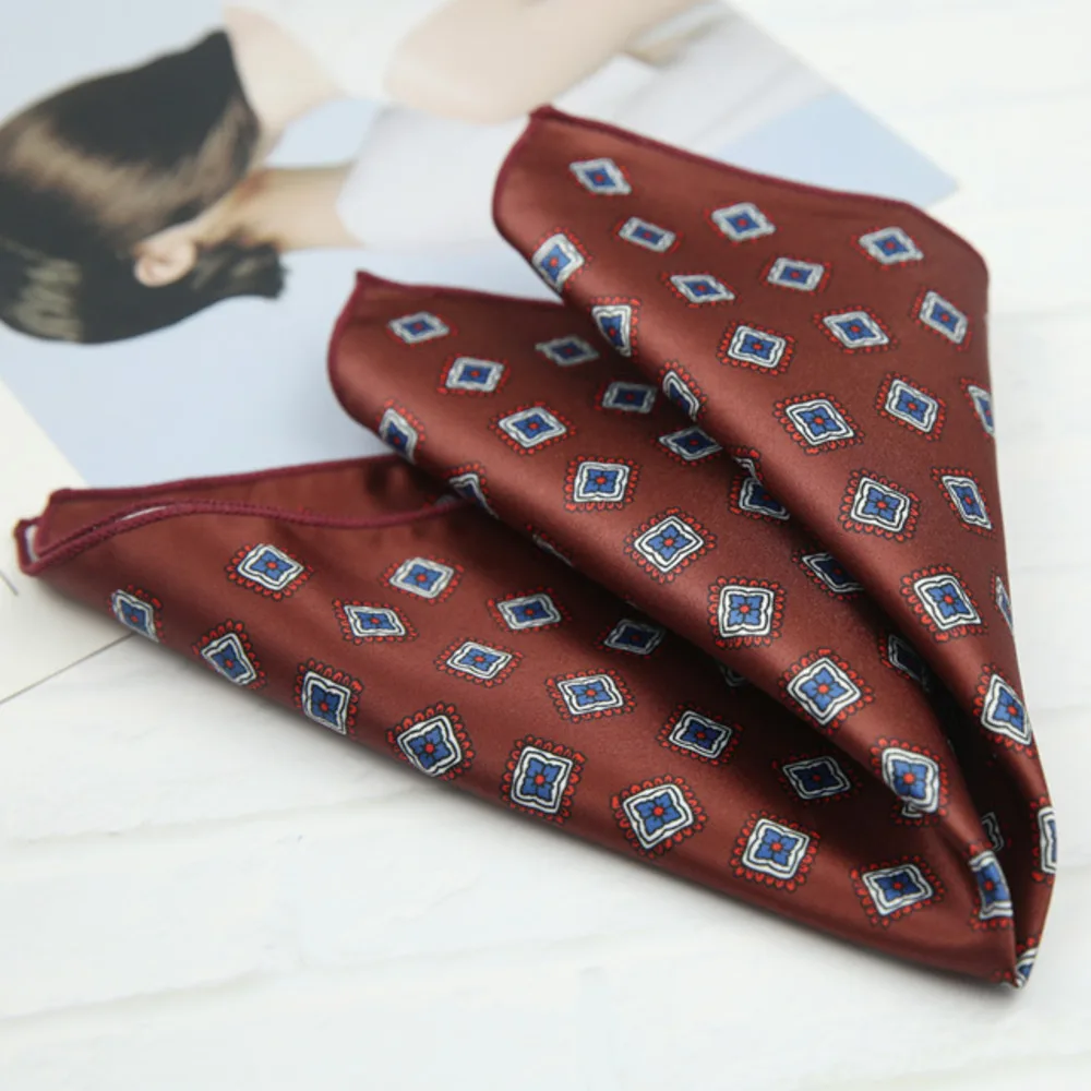 2026 Oversized Silky Pocket Square For Men 27CM Luxury Floral Dots Pocket Square Wedding Hanky Paisley Chest Towel Suits Scarf