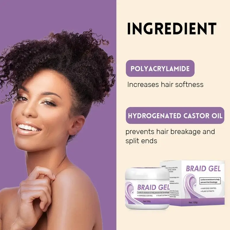 Hair Braiding Gel,Traction Alopecia Styling Braiding Gel,Edges Control Hair Shaping Cream,Hair Control Styling Braiding Cream