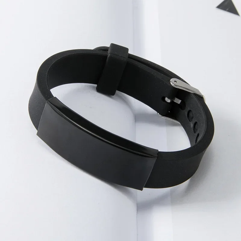 Silicone Wristband Power Energy Wristbands Fashion Black Silicone Bands Bracelets Punk Jewelry Men Bracelet Stainless Steel Cuff Bangle