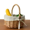 Hand-Woven Wicker Basket with Handle Handmade Wicker Basket Wicker Sundries Basket for Storage Organizing 2