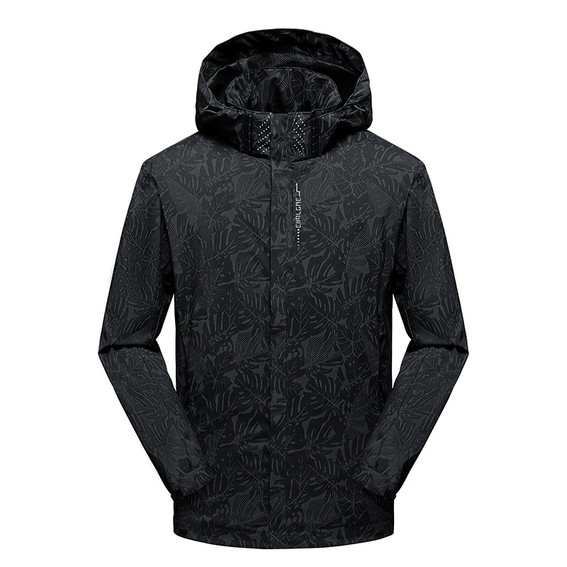 2025 Men's Casual Waterproof Windbreaker Jacket Full Zip Up Hooded Shell Outdoor Hiking Coat For Autumn Plus Size