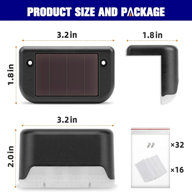 Waterproof Solar Deck Lights for Outdoor, Solar LED Lights for Deck, Step, Raili