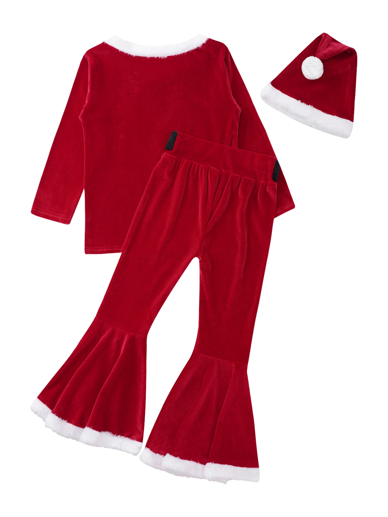 Girls Christmas Xmas Elf Santa Claus Cosplay Costume Long Sleeve