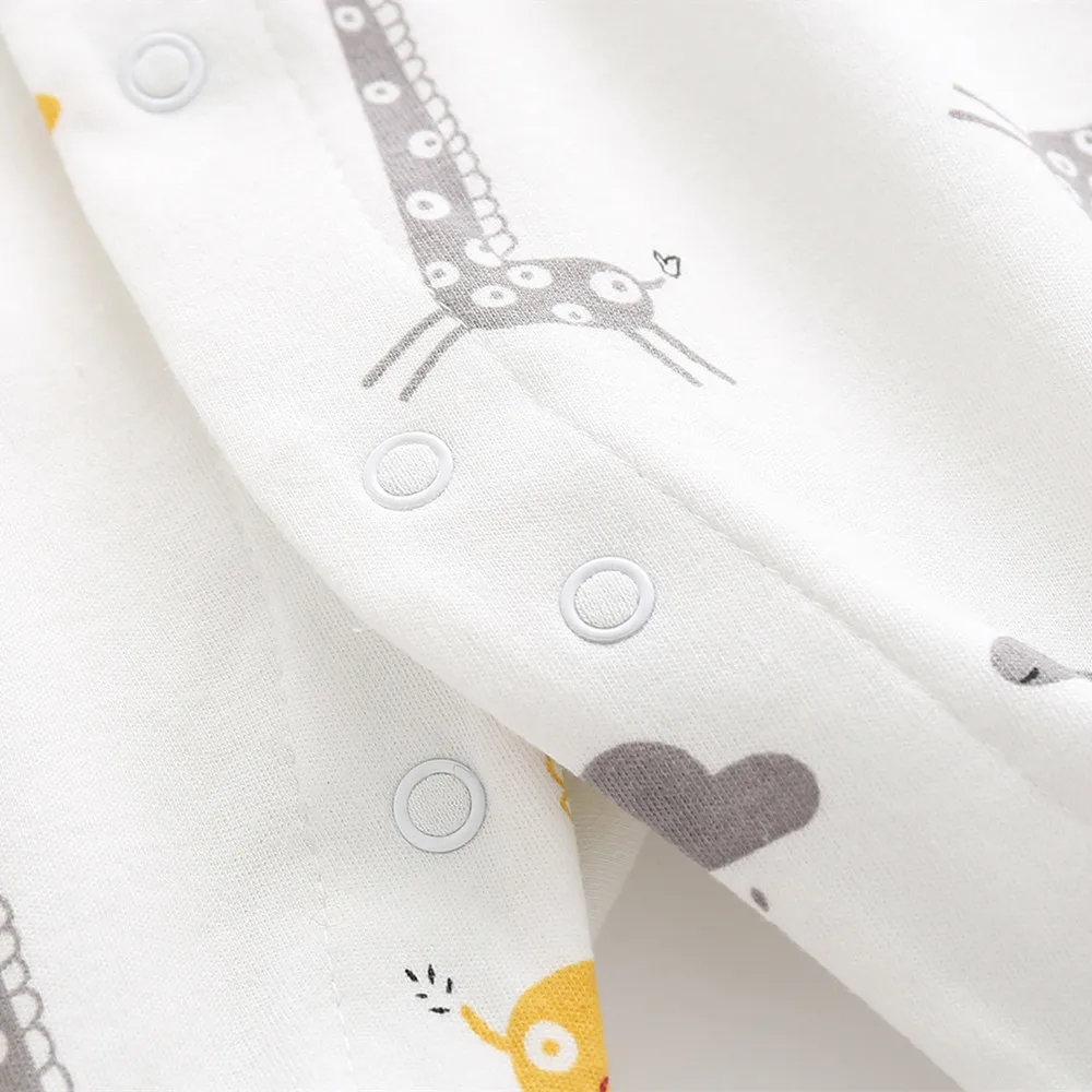 3-12M Autumn Baby jumpsuit Footies long sleeve clothes Infants romper cotton print boys onesies giraffe Cartoon baby underwear 5