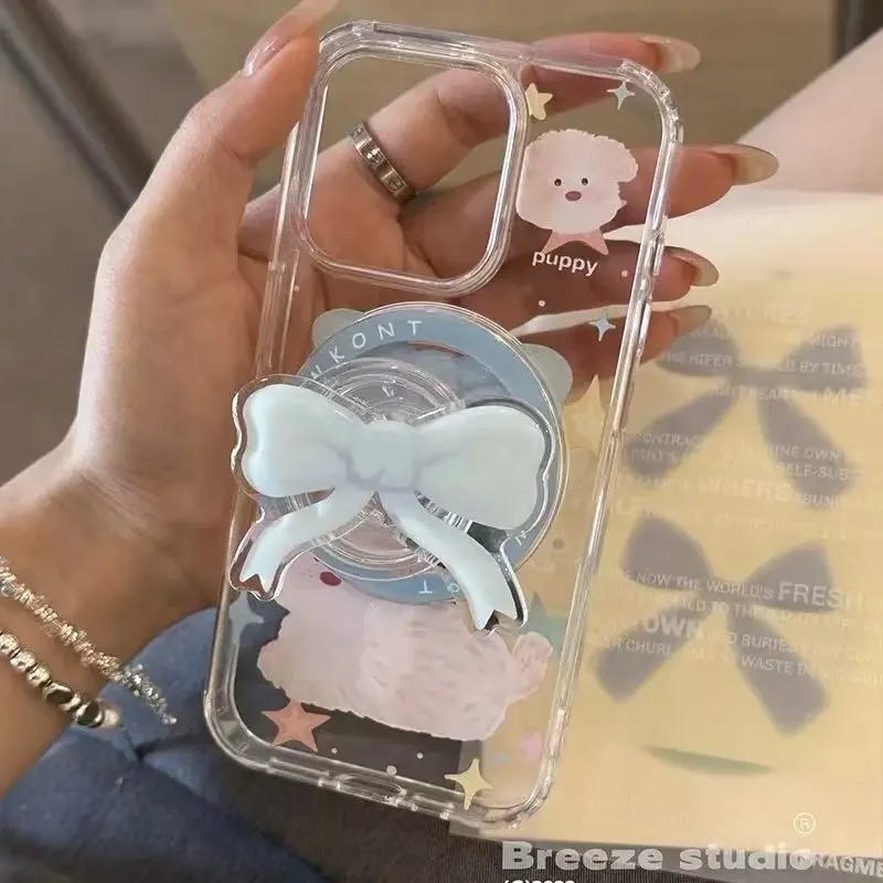 새로운 디자인 활 모양의 마그네틱 브래킷 귀여운 전화 에어백 백 스티커 강력한 흡입 Magsafe 데스크탑 지원 브래킷