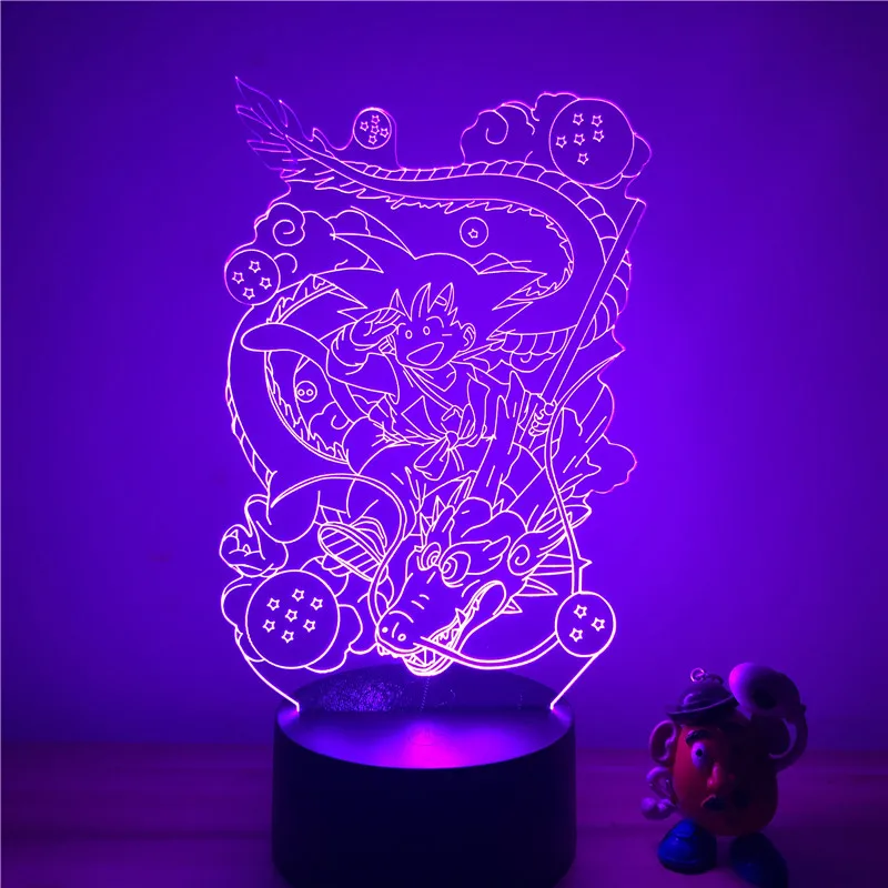 Girlei 巡  Z ׸ Goku  Saiyan Shenlong LED  3D   ׸ Vegeta Broly 7  ġ  