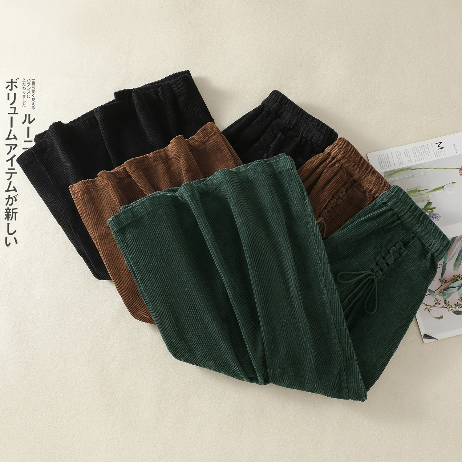 YZJNH 2024 Autumn New Half length Skirt Women's Loose Corduroy Half length Skirt Women's Elastic Waist Big Hem Velvet Long Skirt 4