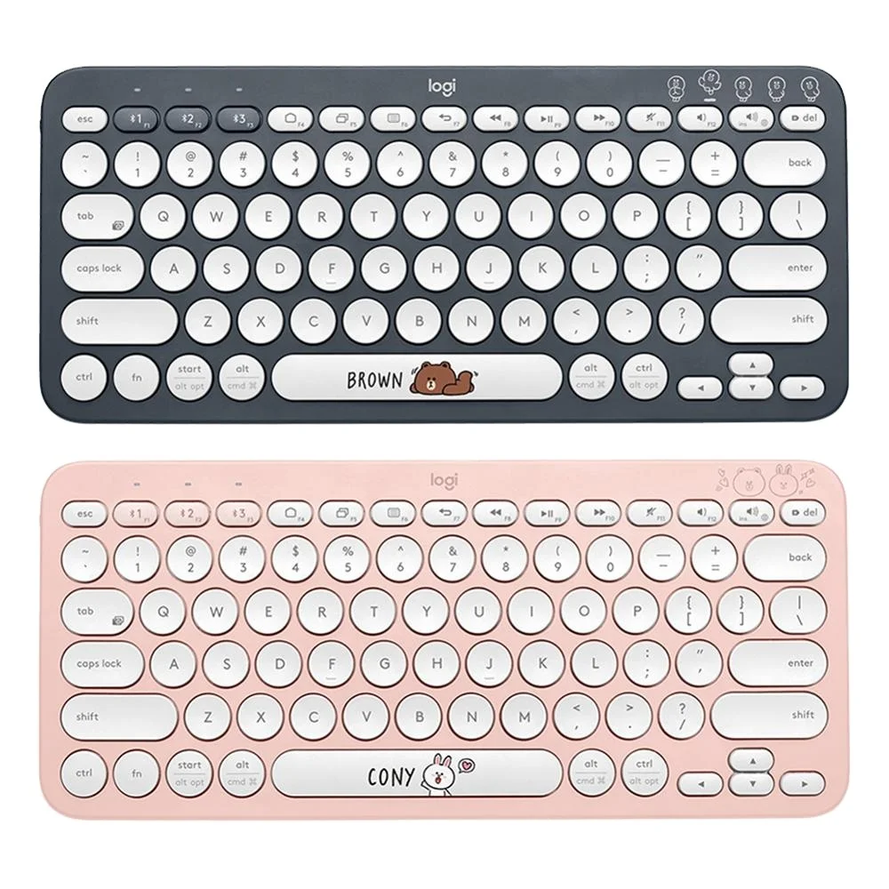 

Cute Cartoon Multi-Device Wireless Keyboard Pink Black Multi Colors Windows MacOS Android IOS Chrome OS