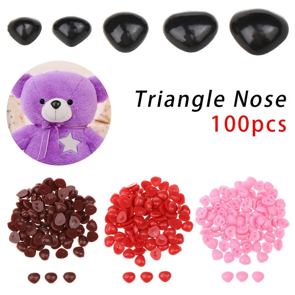 100-Pack Plastic Doll Noses - Triangle Safety Noses For Plush Toys, DIY Stuffed Animals & Crafting
