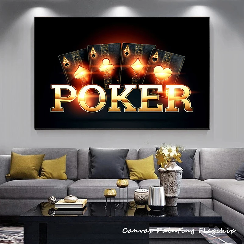 Casino Royale Gioco Di Carte Da Gioco Dadi Fiches Da Poker Pittura Su Tela Poster E Stampe Wall Art Picture Casino Bar Club Home Decor