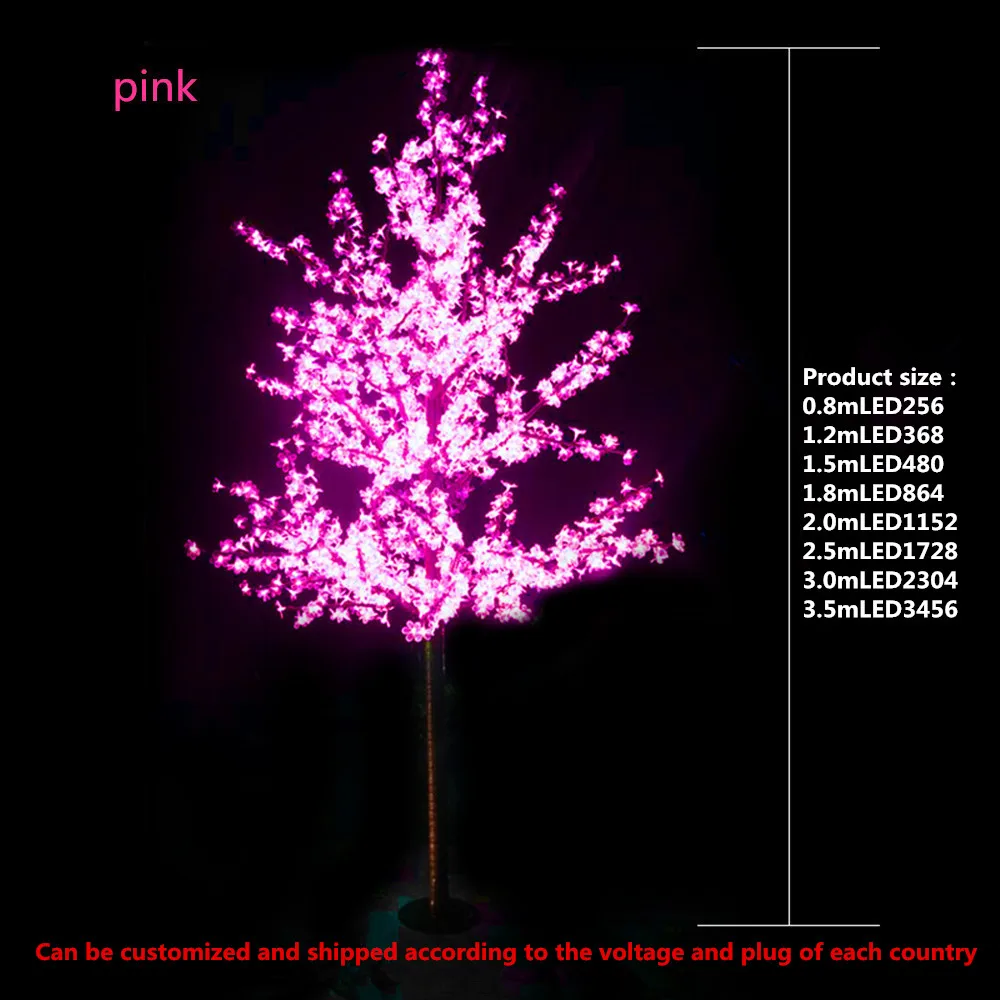 웨딩 크리스마스 LED 벚꽃 나무 조명, 집 야외 정원 조경 장식 램프, 다양한 색상, 1.5m, 1.8m, 2m 사용 가능