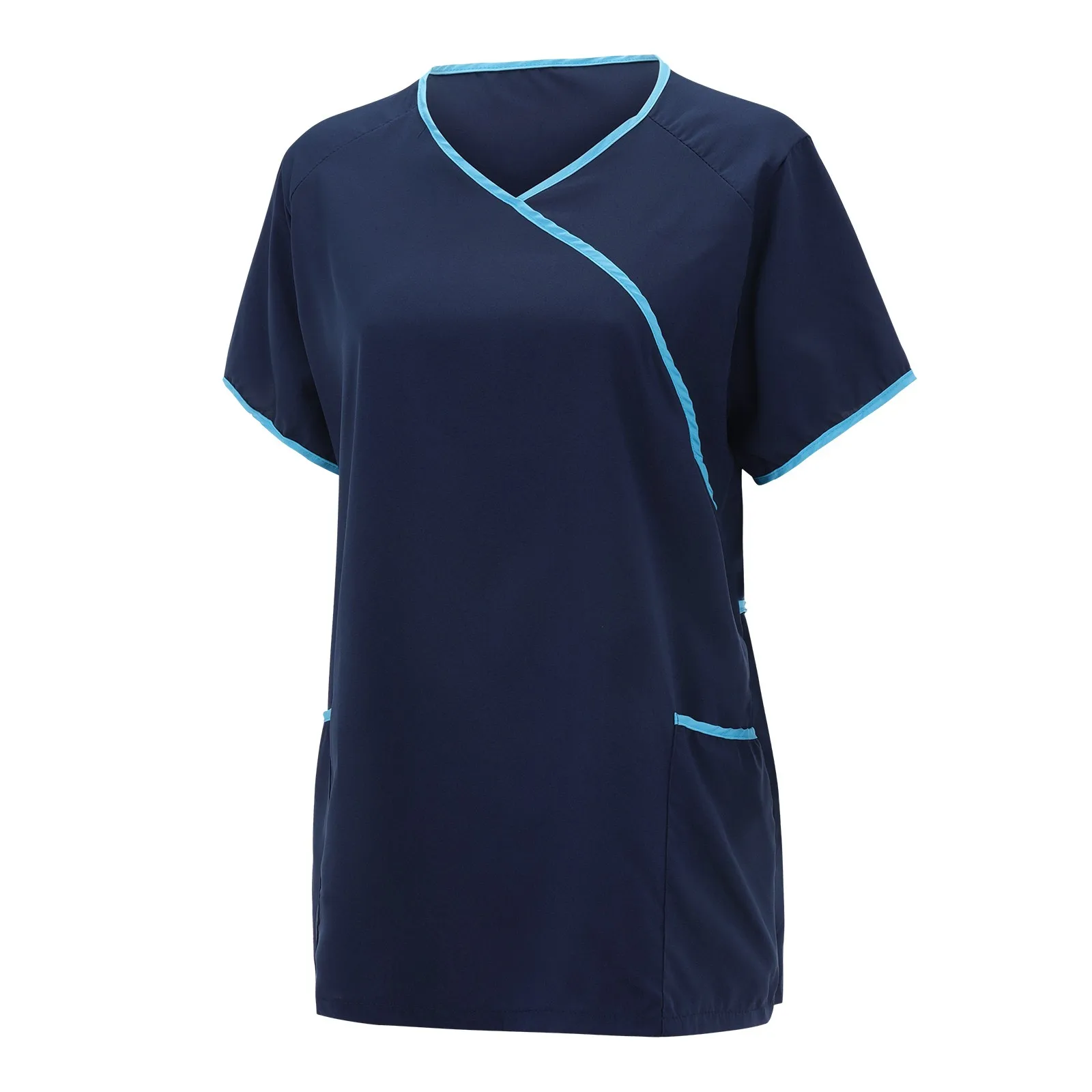 

Nurse Uniform Women Solid Short Sleeve V-Neck Scrubs Top Carer Medical Nursing Scrub Shirt Uniforme De Enfermera Para Mujer