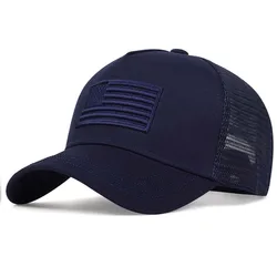 Patriotic Embroidered American Flag Baseball Cap - Adjustable Outdoor Sunscreen Hat - Adjustable (Navy Blue)