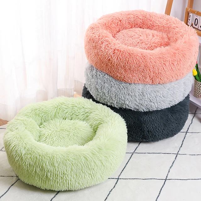 40-60cm Round Pet Bed for Large Dog Bed Super Soft Cat Bed Long Plush Dogs Basket Cushion Cat Bed Cat Mat Animals Sleeping Sofa 6