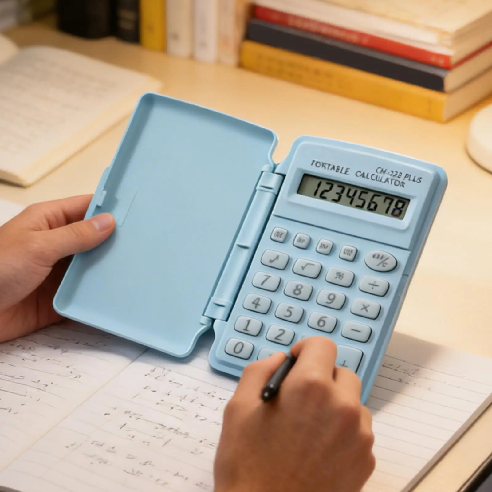 Mini CalculatorProtective Lid Portable Calculation Device for Students Accountants Engineers, Office Business Tool