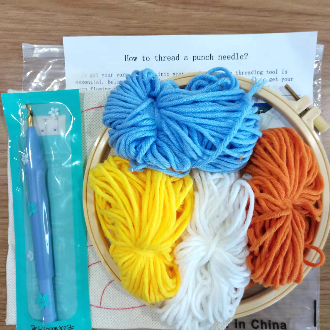 RUOPOTY Moon Pattern Punch Needle Embroidery Kits DIY Craft Punch Needle Embroidery Kits Rug For Starter With Stamped