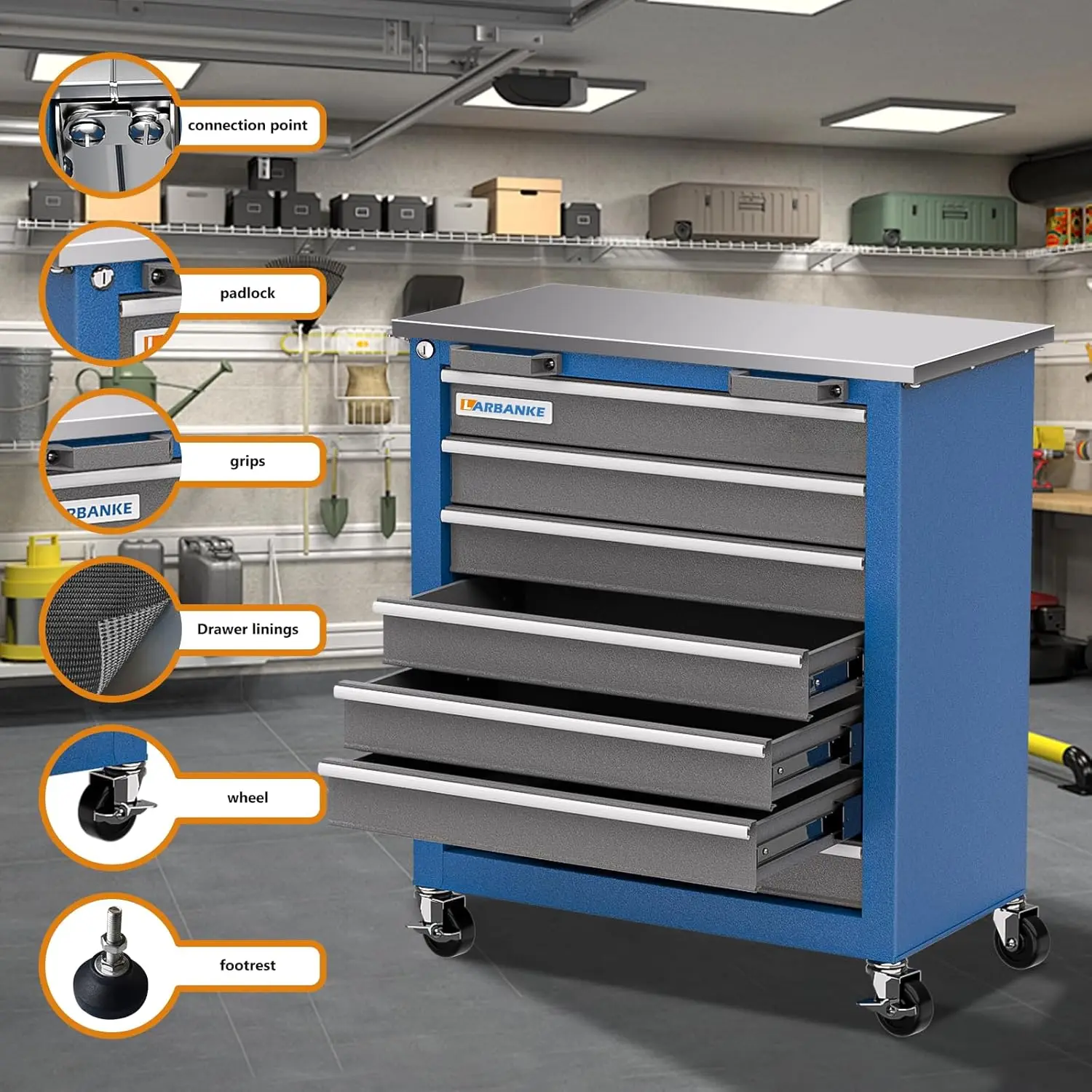 12 Drawer Tool Chest Stainless Steel Countertop 7 Drawer Tool Chest 5 for Connected Use Locking