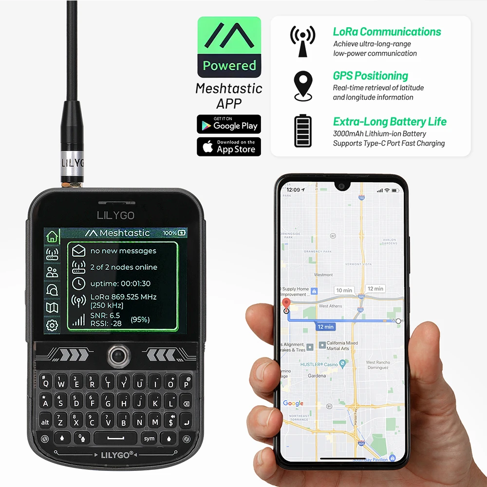 LILYGO T-Deck Plus Lora Mesh Radio with ESP32-S3 GPS LoRaWAN for Meshtastic Pock