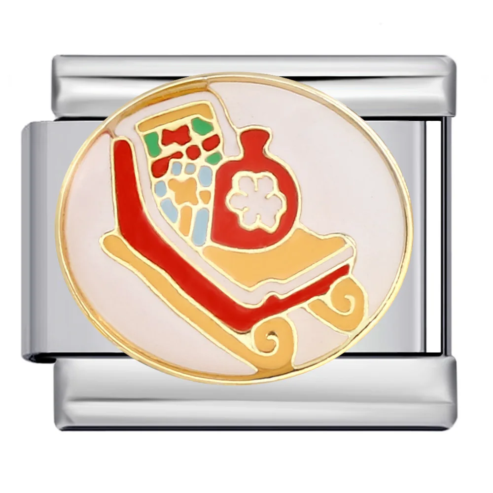 1pc Weihnachten Italienischen Charme Armband Santa Claus Rentier Schlitten Edelstahl Elastische Link Kette DIY Herstellung Von Schmuck Geschenk – Detail 5