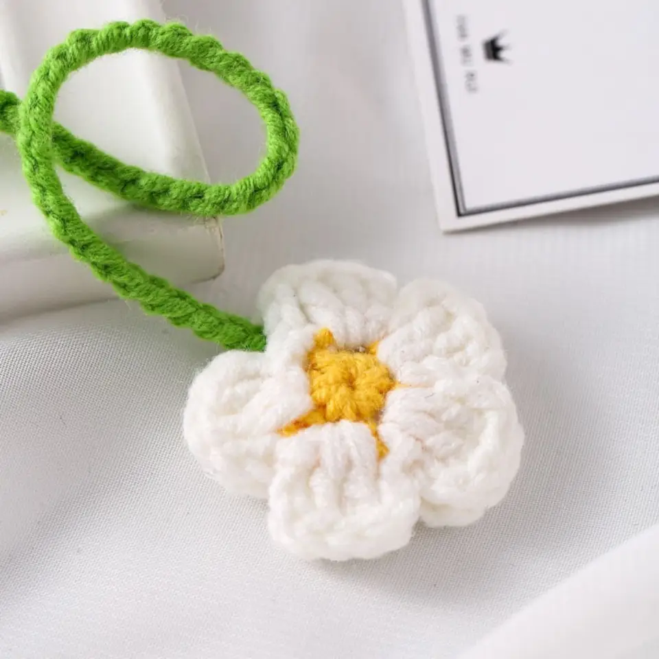 Accessorio Per Specchietto Retrovisore Auto - Fiore A Maglia Fatto A Mano - Decorazione Auto, Zaino O Casa - Regalo Originale