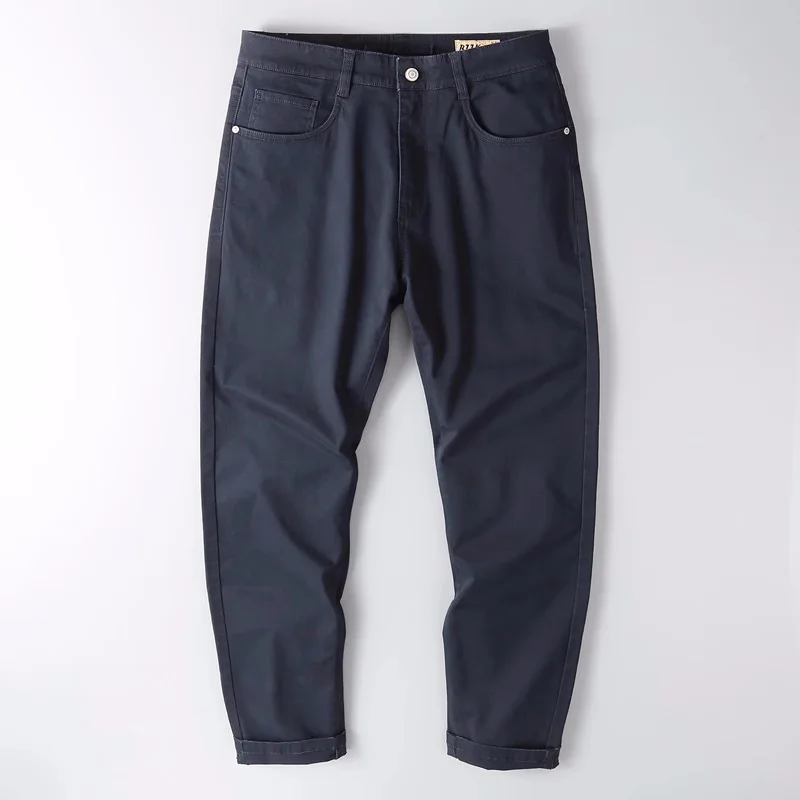 Men's Autumn/Spring Stretchable Casual Pants, Solid Color Cotton Straight Full Length Cargo Pants, Fashion All Match Pants