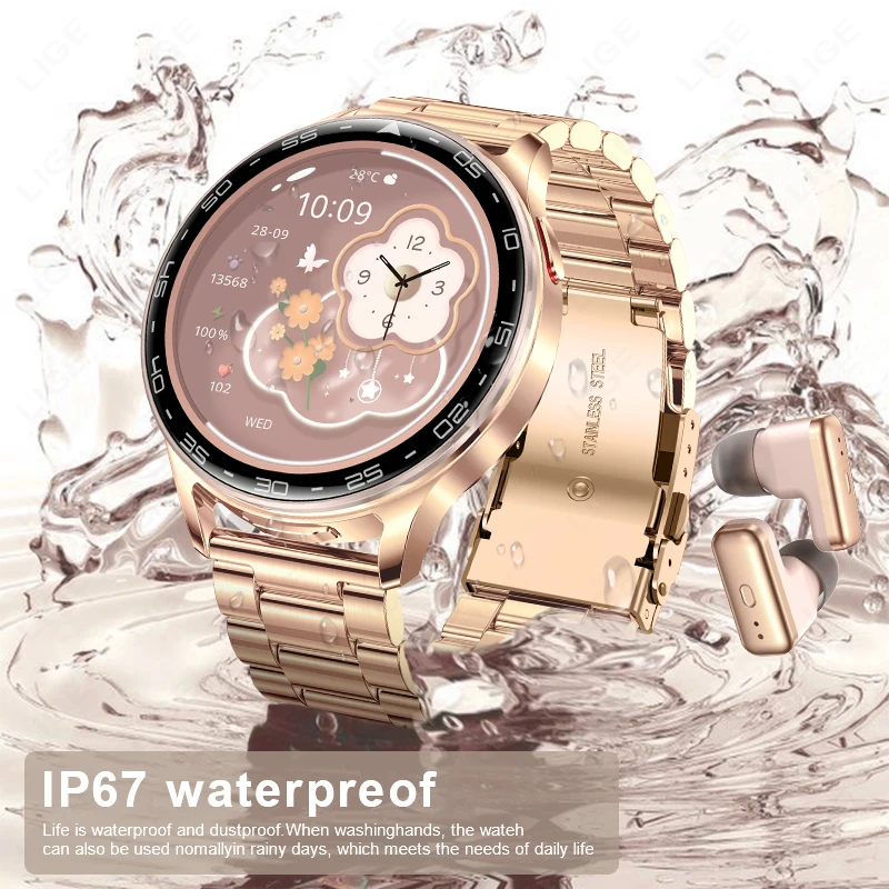 LIGE Men Women New 2 in 1 Smart Watch With Earbuds Smartwatch TWS Bluetooth Earphone Heart Rate Blood Oxygen Monitor Sport Watch