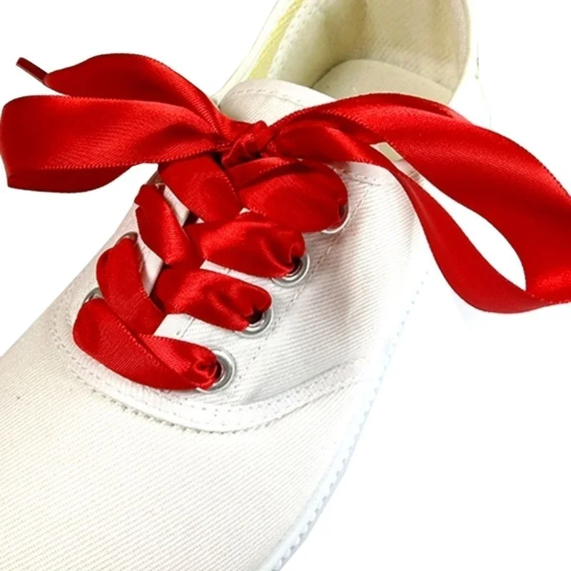 1Pairs Fashion 100CM Flat Silk Ribbon Shoelaces Shoe Laces Sneaker Sport Shoes Lace Shoelaces Shoe Laces Shoe Accessories