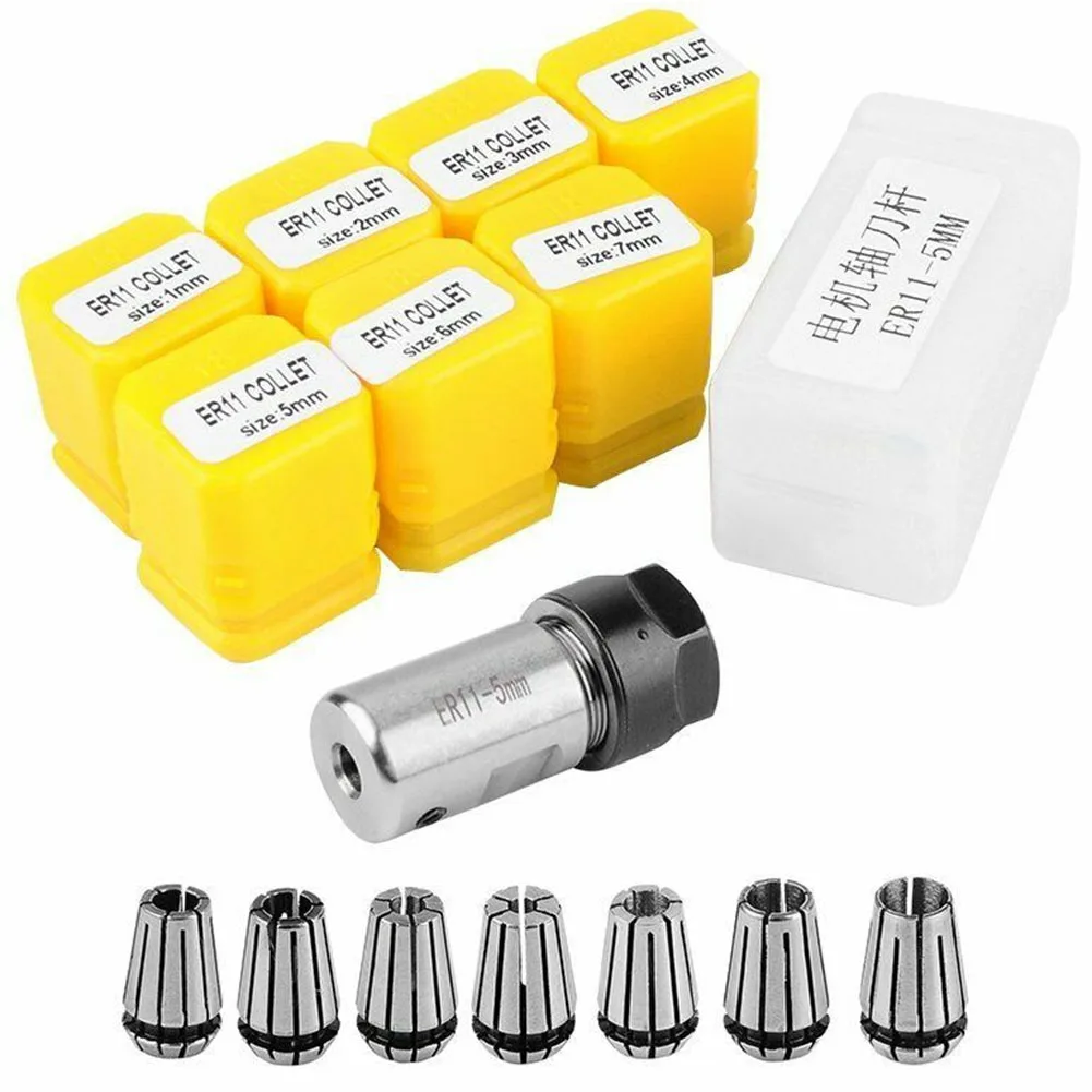 

7pcs ER11 1-7mm Collets With 5mm ER11A Motor Shaft Holder Extension For Drilling Milling Tapping Engraving CNC Machining