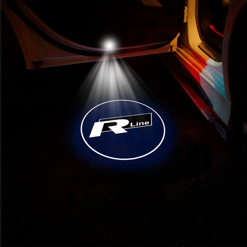 2/4Pcs 자동차 도어 웰컴 램프 레이저 프로젝터 야간 조명 밸브 폭스바겐 VW 투아렉 투란 Rline 파사트 골프 파사트 티구안