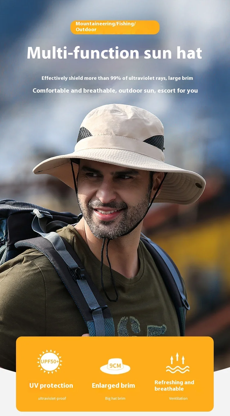 Description Picture 2 of itemMen'S Summer Outdoor Fishing Cap Breathable Sun Protection Large Brim Hat Fishing Sunshade Mountain Climbing Hat Xmz74