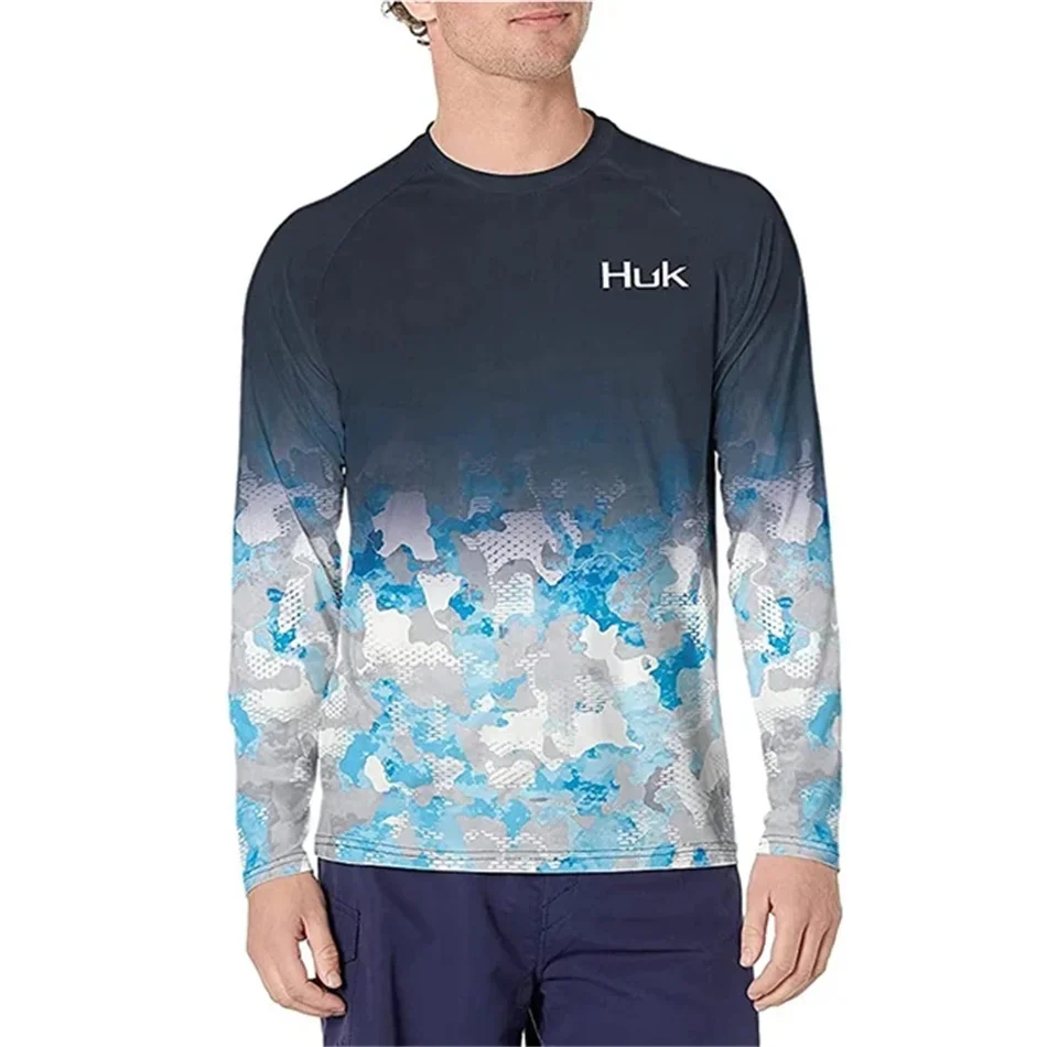 

HUK Fishing Shirts Men's Outdoor Summer Long Sleeve Hoodie UPF 50+ T-shirt Tops UV Protection Fishing Clothes Camisa De Pesca