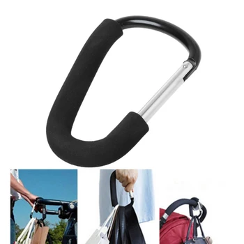 Big Sponge Handle Hard Aluminum Alloy Carabiner Carriage Hanger Stroller Shopping Bag Clip Hook