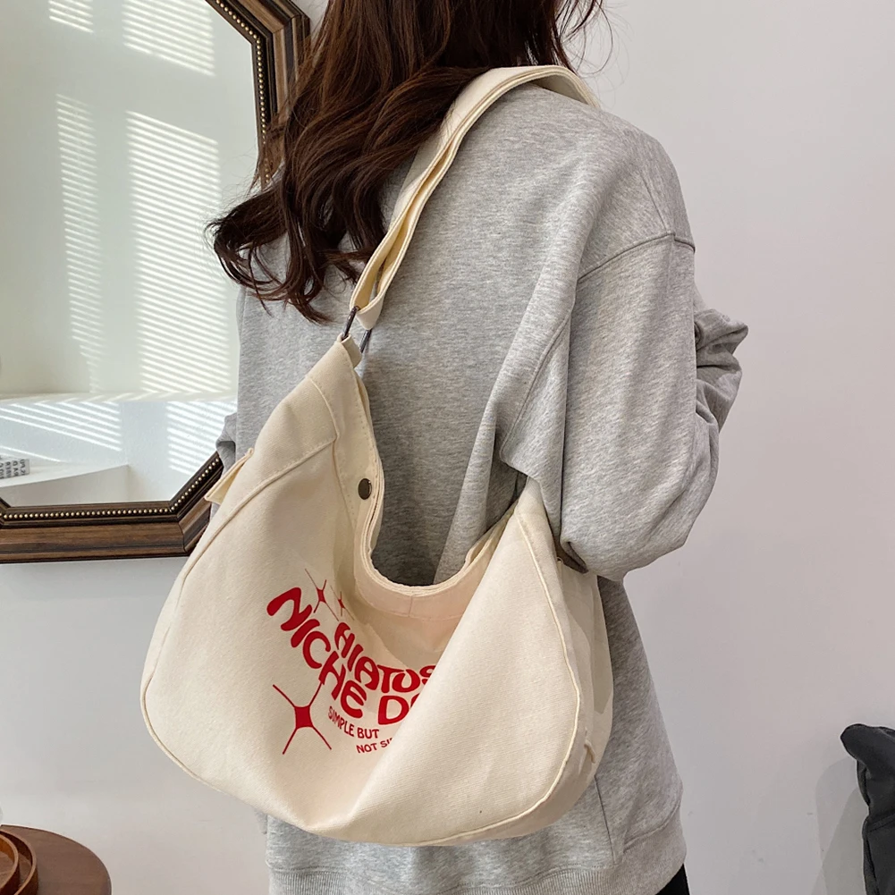 Women Canvas Shoulder Tote Bag y2k Causal Shopper Bag Large Luxury Designer Hobo Messenger Hand Bag Trend 2024 Big Crossbody Bag