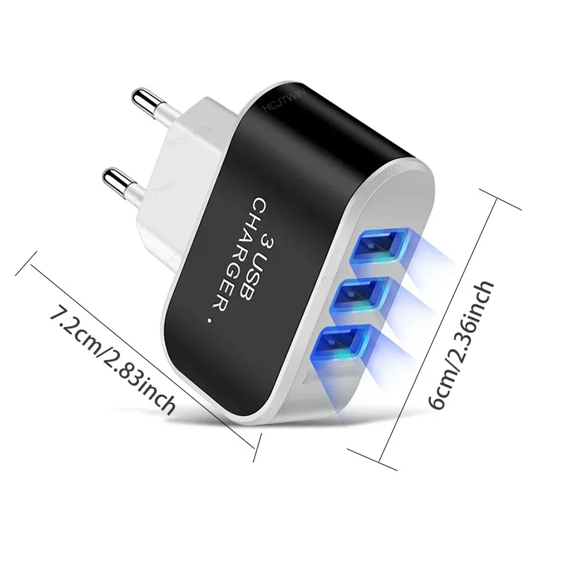 USB Charger Muti 3 Ports Colorful Fast Charging Mobile Phone Adapter for Samsung S24 Xiaomi 14 15 Huawei Oneplus Quick Chargers