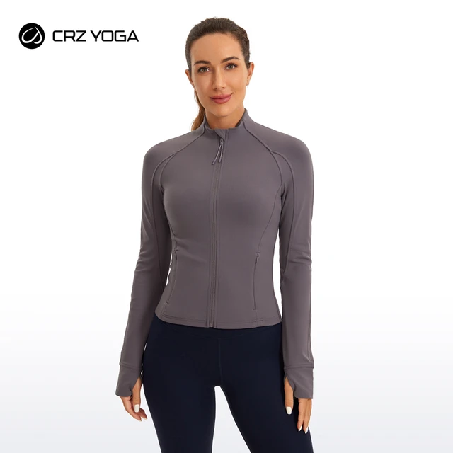 CRZ YOGA Winter Butterluxe Womens Cropped Slim Fit Workout Jackets