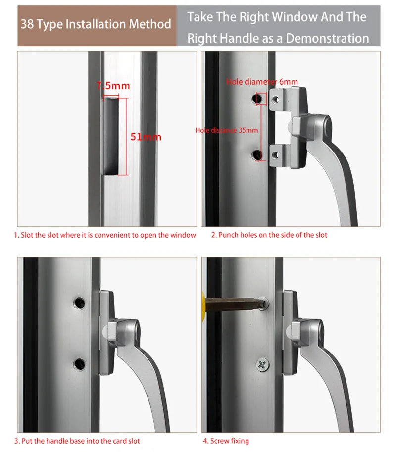 Casement, Janela Bloqueio Handle, Safety Handle, Universal