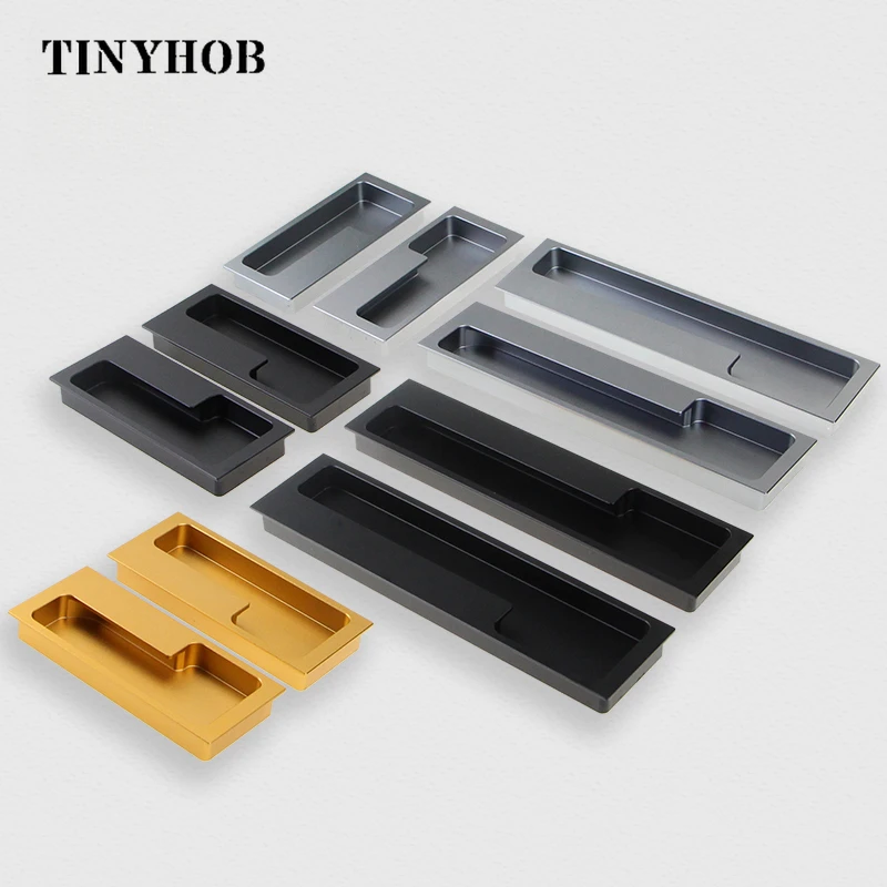 Incorporado Stealth Maçaneta Gaveta com Fenda Armário Roupeiro Escondido Deslizante Maçanetas Preto e Cinza 1575