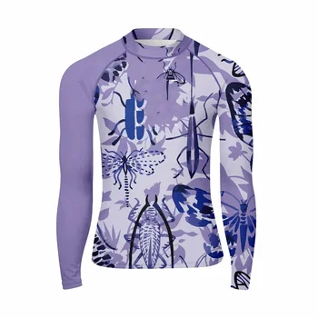 Summer Men's Swimwear Long Sleeve Rash Guards Swim T-Shirts Uv Sun Protetion Swimsuit Beach Skin Suit Water Surf Deck Suit 1