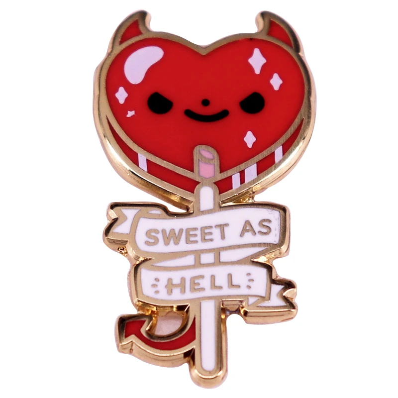 

A2969 Sweet as hell lollipop Brooch for Clothes Lapel Pins for Backpack Manga Briefcase Badges Enamel Pins Jewelry Decoration