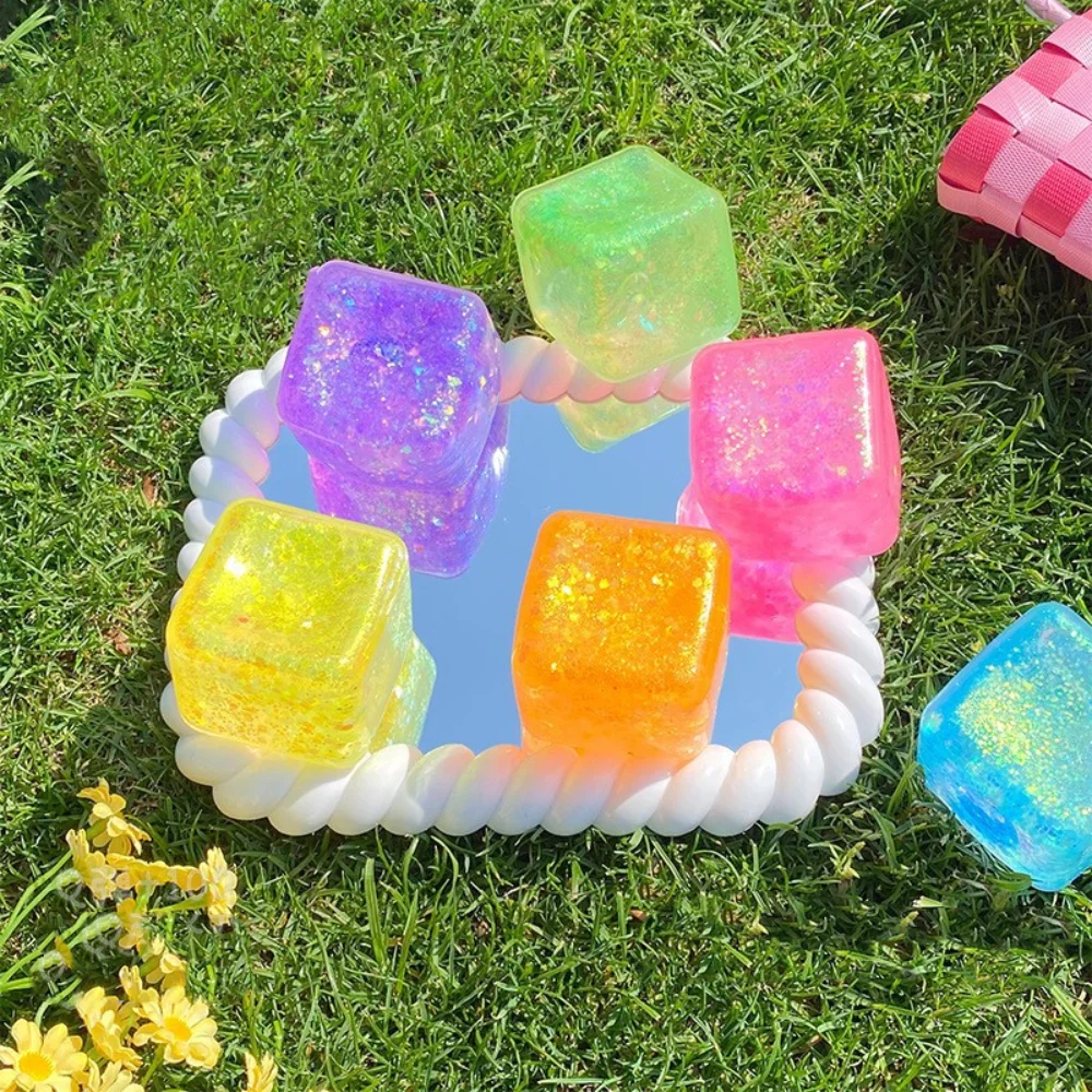 Mini 5*5cm Ice Cube Pinch Toy Stress Relief Tofu Shape Transparent Ice Block Mochi Sensory Toy Children 5