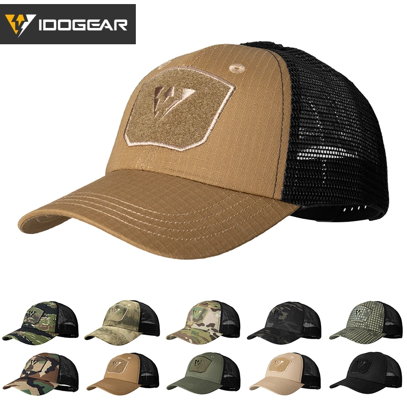 IDOGEAR Tactical Cap Baseball Cap Unisex Mesh Summer Breathable Sun Visor Trucker Hat Hiking Hunting Headwear 3621