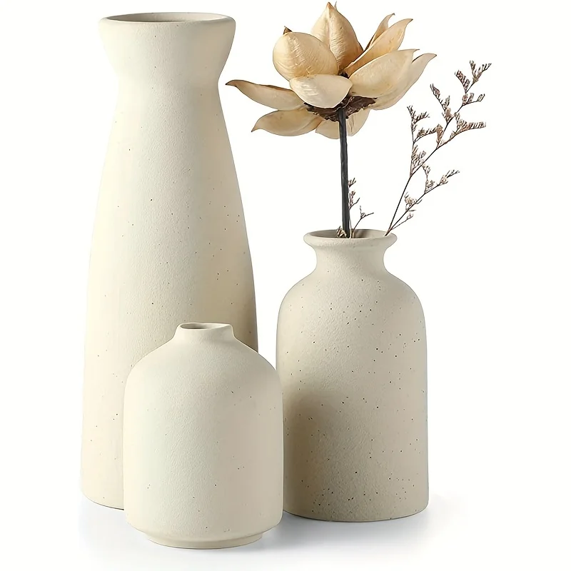 

Set of 3 Ceramic Vase, Flower Vases For Rustic Home Decor, Modern Farmhouse Decor, Living Room Decor,Shelf Decor,Table Decor