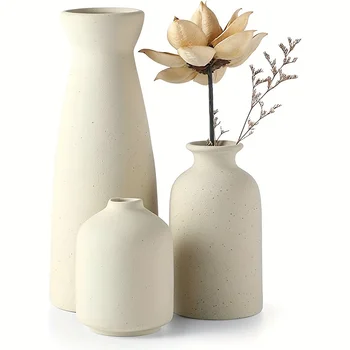 Set of 3 Ceramic Vases – Modern Farmhouse & Rustic Home Décor 1