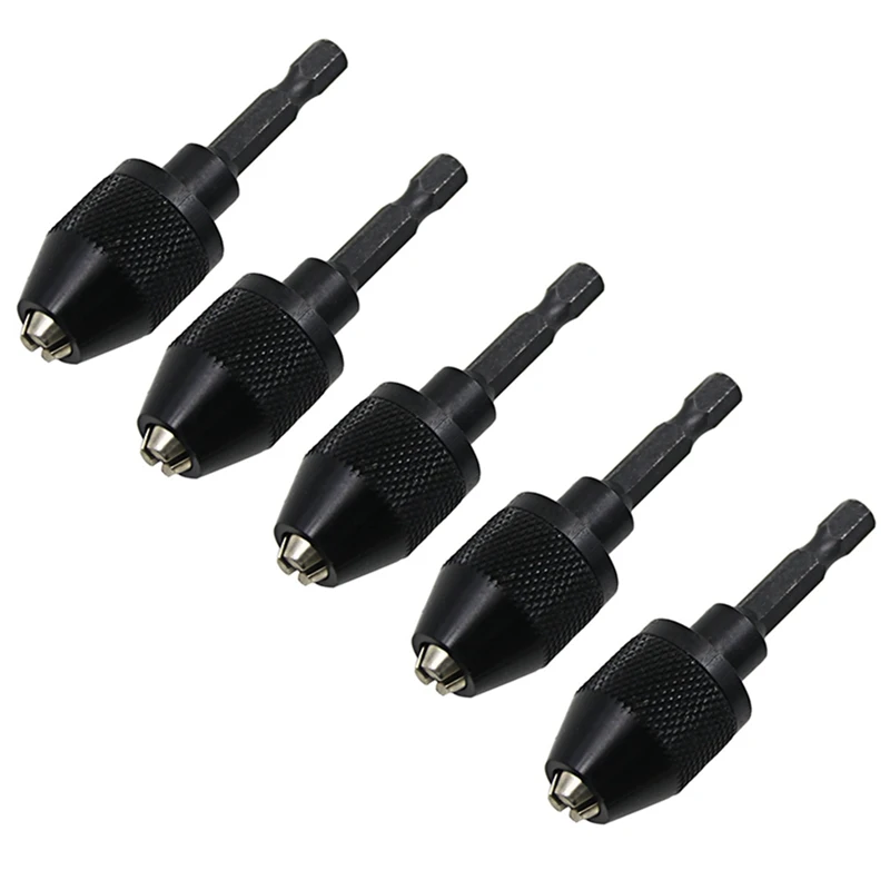 

5Pcs Keyless Drill Chuck For Impact Driver, Chuck Conversion Adapter, 1/4Inch Hex Shank