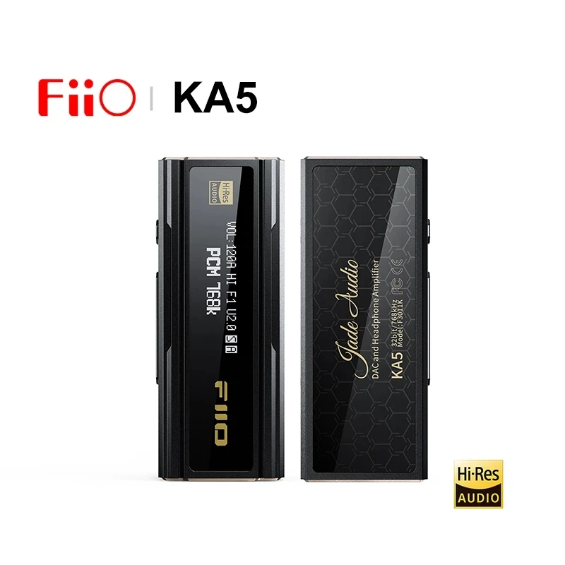 Fiio Jadeaudio Ka5 Hi-Res Audio Portatile Dac Amplificatore Per Cuffie Amplificatore Doppio Cs43198 Chip Da Tipo C A 3.5/4.4Mm Cavo Pcm768 Dsd256