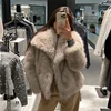 2024 Winter New Fashion Gradient Fluffy Fur Coat Women High Street Luxury Big Fur Collar Faux Fox Fur Jacket Female Overcoats 3