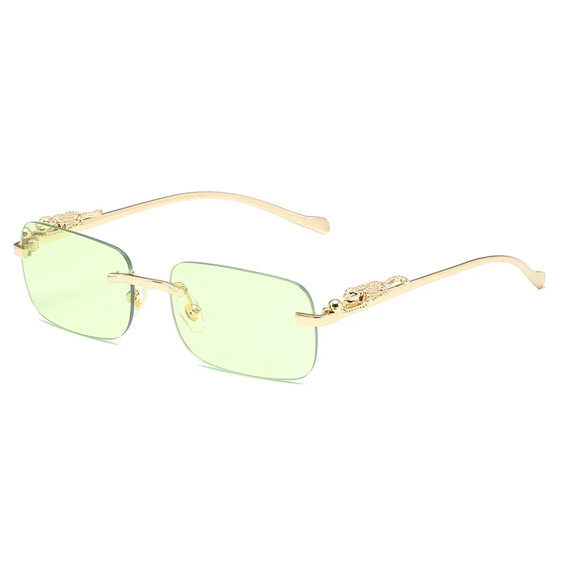 Randlose Metall-Sonnenbrille in Quadratform für Damen und Herren, Hochwertige Trend-Luxus-Sonnenbrille zum Ausgehen und Einkaufen, Unisex-Brillen – Detail 11