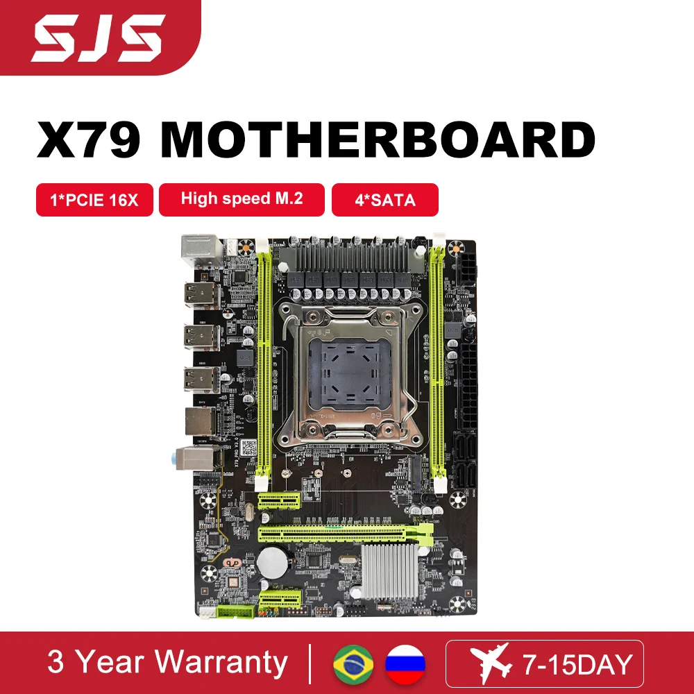 

SJS X79 Motherboard Desktop placa mae DDR3 64GB 4*SATA M.2 Support LGA 2011 Xeon E5 2630/2640/2650/2660/2670/2680 CPU Processor