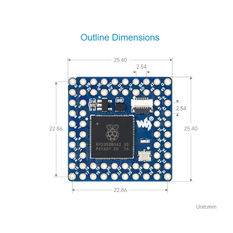 Waveshare Core2350B Core Board Raspberry Pi RP2350B Dual-core & Dual-architecture Microcontroller Operating Frequency 150MHz 6