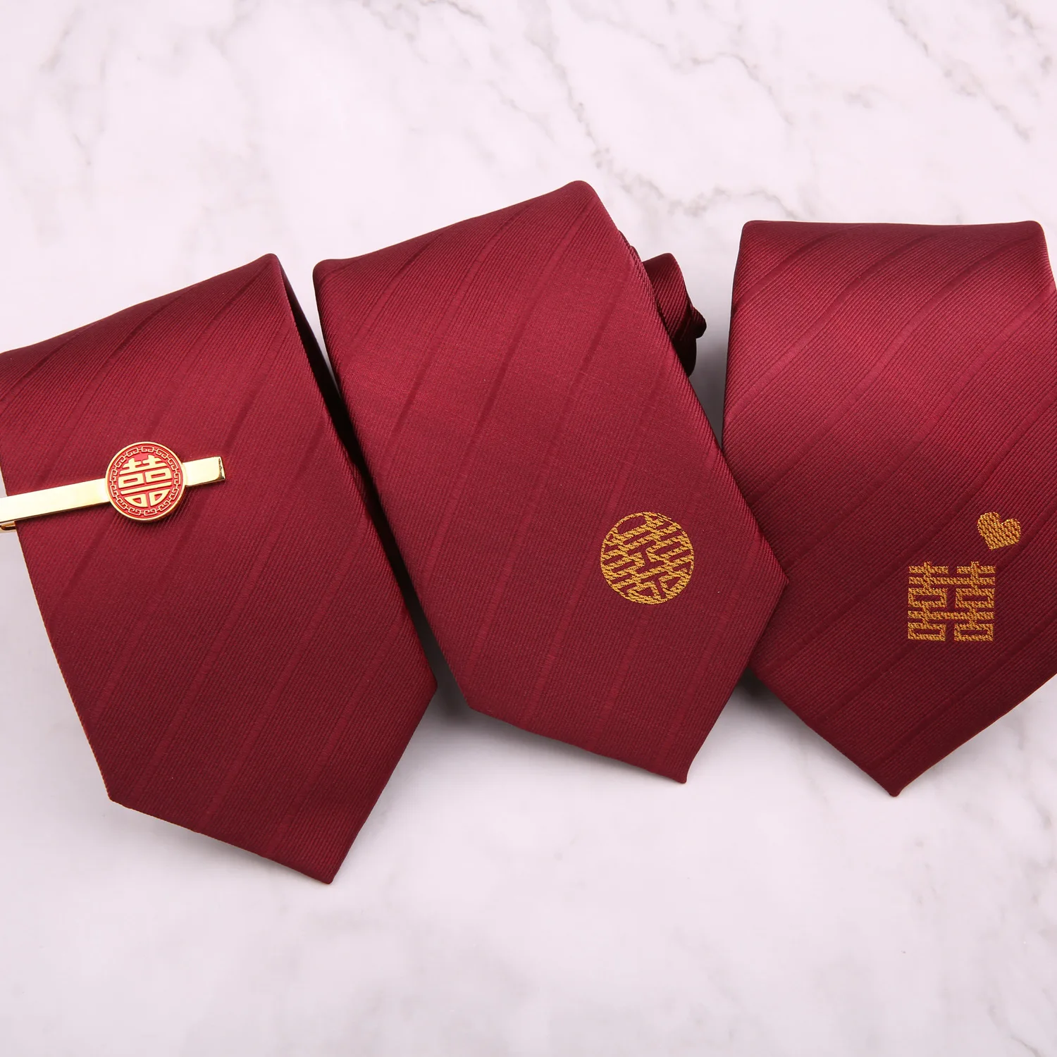 

New Tide 7/8CM Birds Wine Solid Happiness Polyester Self-tied Tie 7*48cm Lazy Zipper for Man Wedding Accessories Gift